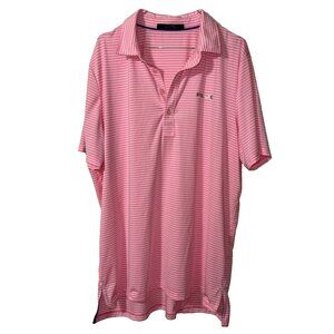 Ralph Lauren RLX Pink White Striped Polo Shirt Size XL
